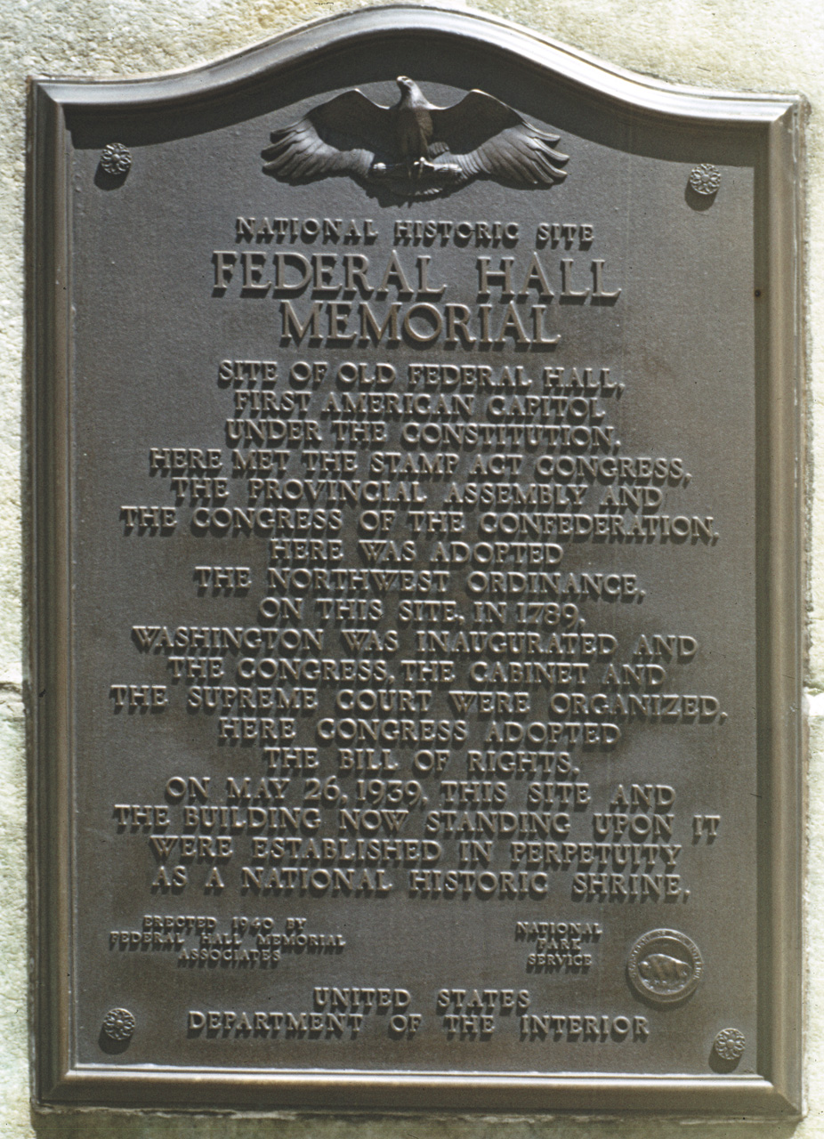 71-08-01, 026, Plaque, Federal Hall Memorial, NYC