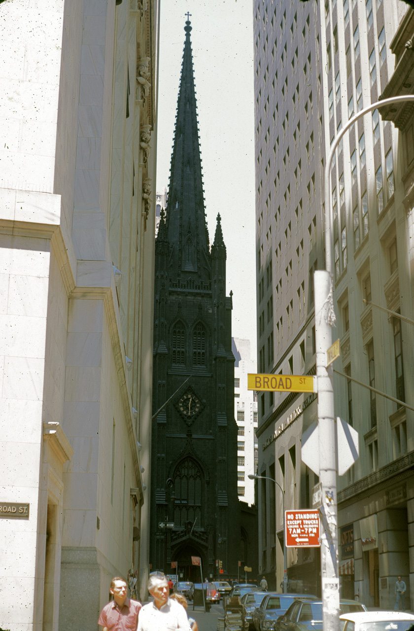 71-08-01, 030, Trinity Church from Wall Street, NYC