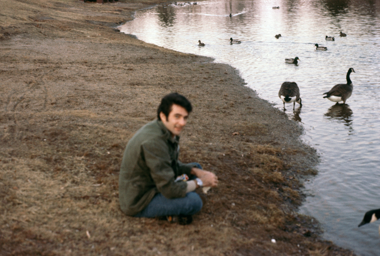 1976-01-01, 008, Gerry Feeding Ducks in Saddle Brook Lake, NJ