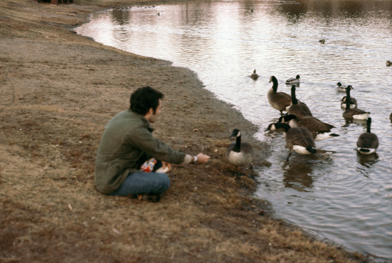 1976-01-01, 009, Gerry Feeding Ducks in Saddle Brook Lake, NJ