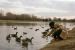 1976-01-01, 011, Linda Feeding Ducks in Saddle Brook Lake, NJ