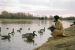 1976-01-01, 013, Linda Feeding Ducks in Saddle Brook Lake, NJ